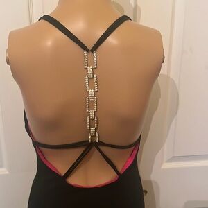 1000 Nights maxi black/pink prom/bridesmaid/evening dress sz3/4